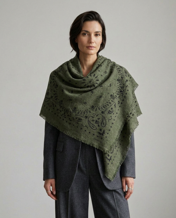 Cashmere Scarf - Army Green
