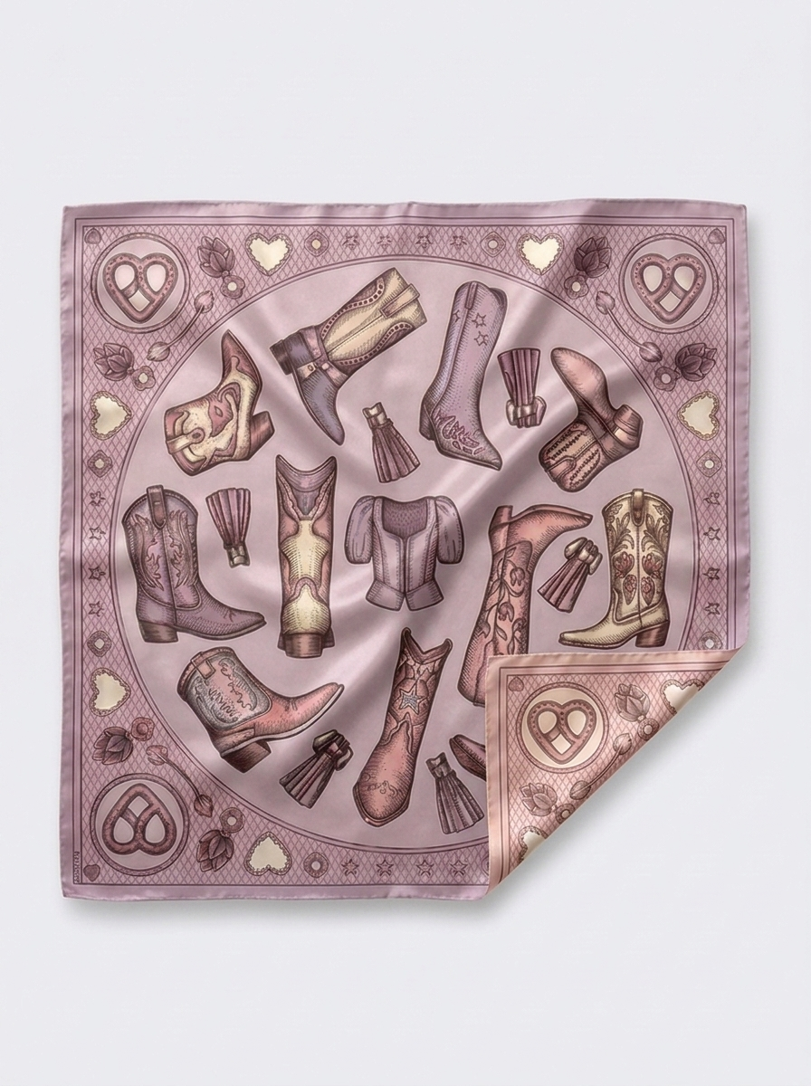 Kinuaya Seidenweiches Tuch Cowboys & Kisses Rosé-Lilac Detail