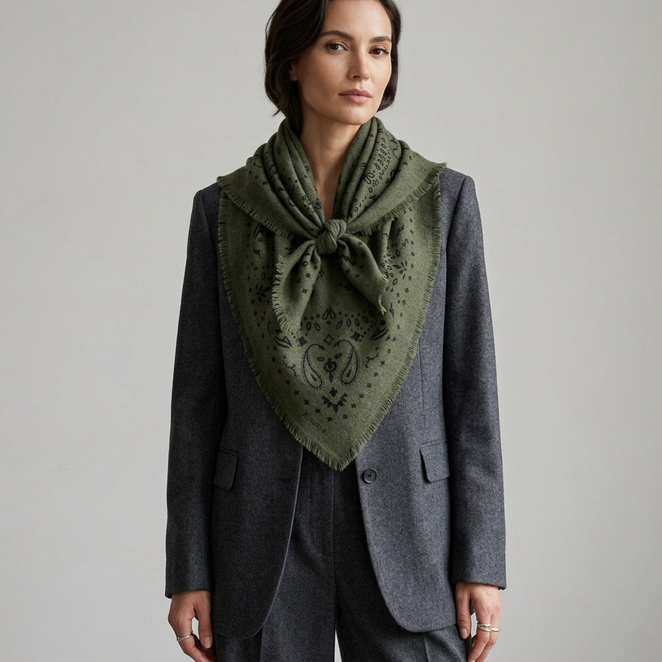 Cashmere Scarf - Army Green
