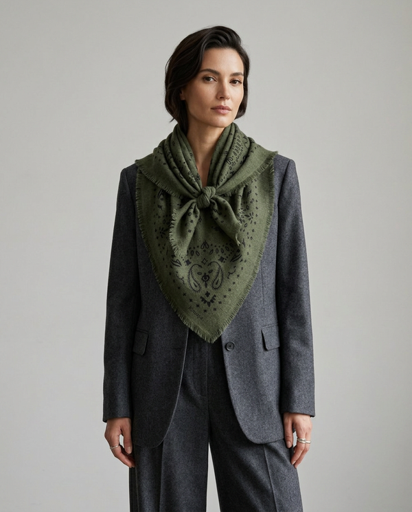 Cashmere Scarf - Army Green