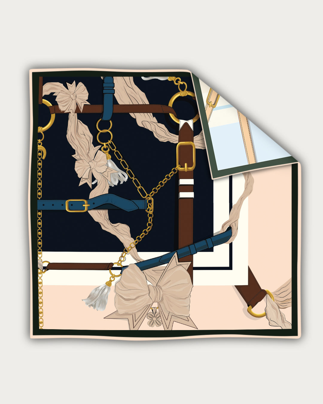 "Élégance Équestre" - Doppelseitig bedrucktes Tuch