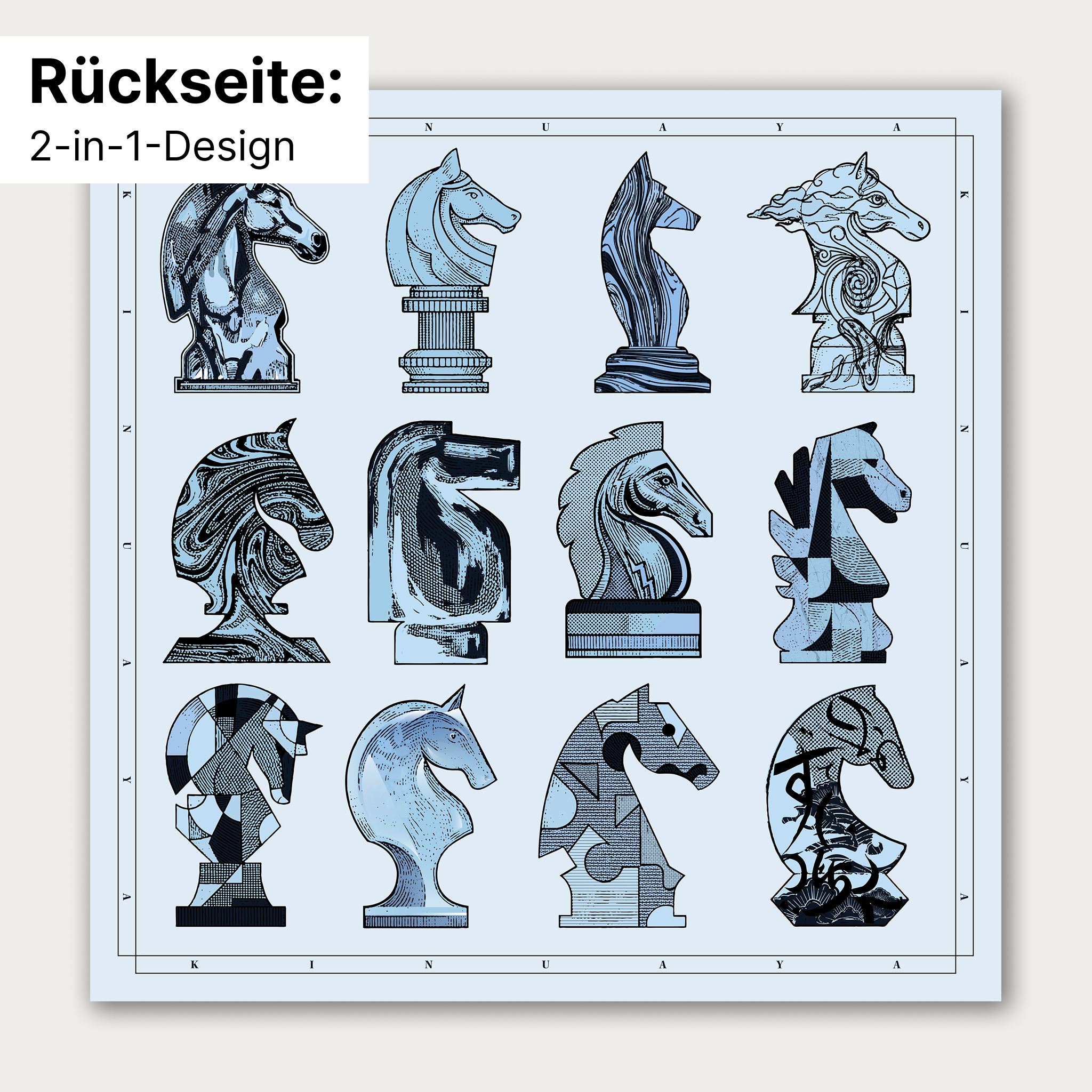 "Échec et mat" - Doppelseitig bedrucktes Tuch