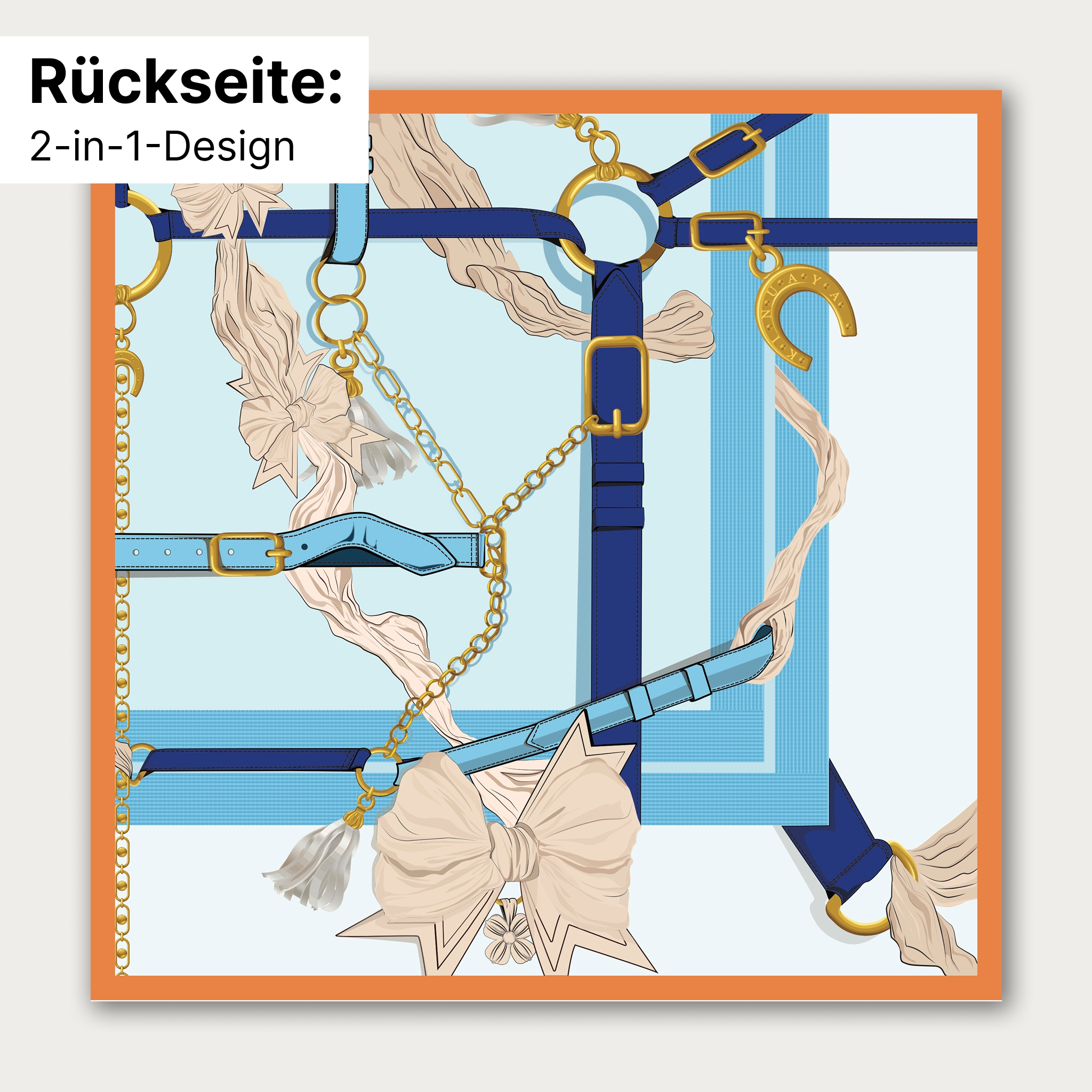 "Élégance Équestre" - Doppelseitig bedrucktes Tuch