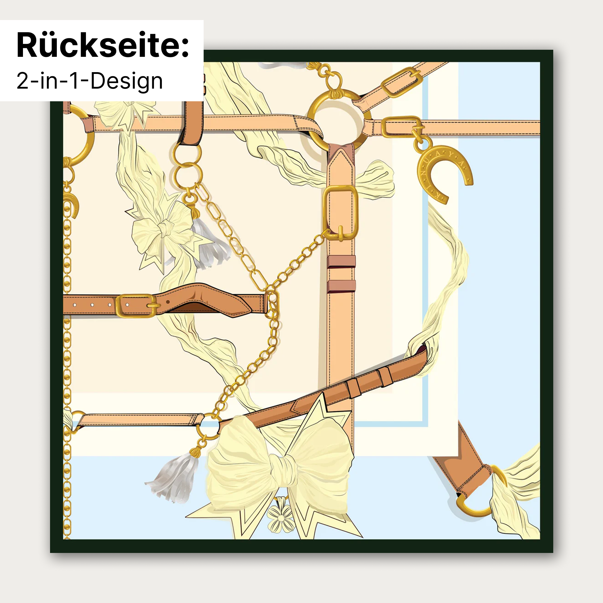 "Élégance Équestre" - Doppelseitig bedrucktes Tuch