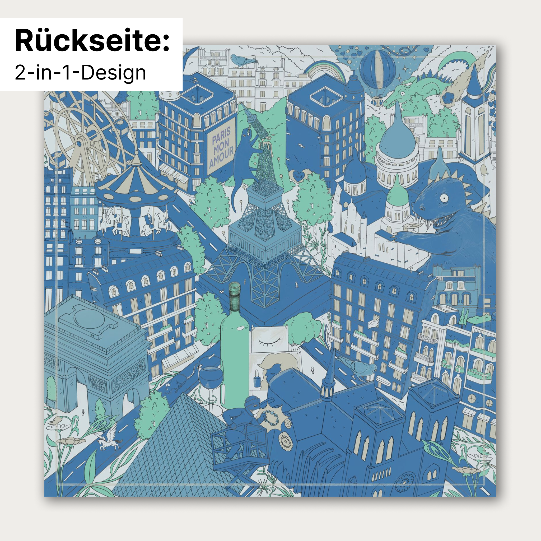 "Metropolis of Dreams" PARIS Edition - Doppelseitig bedrucktes Tuch