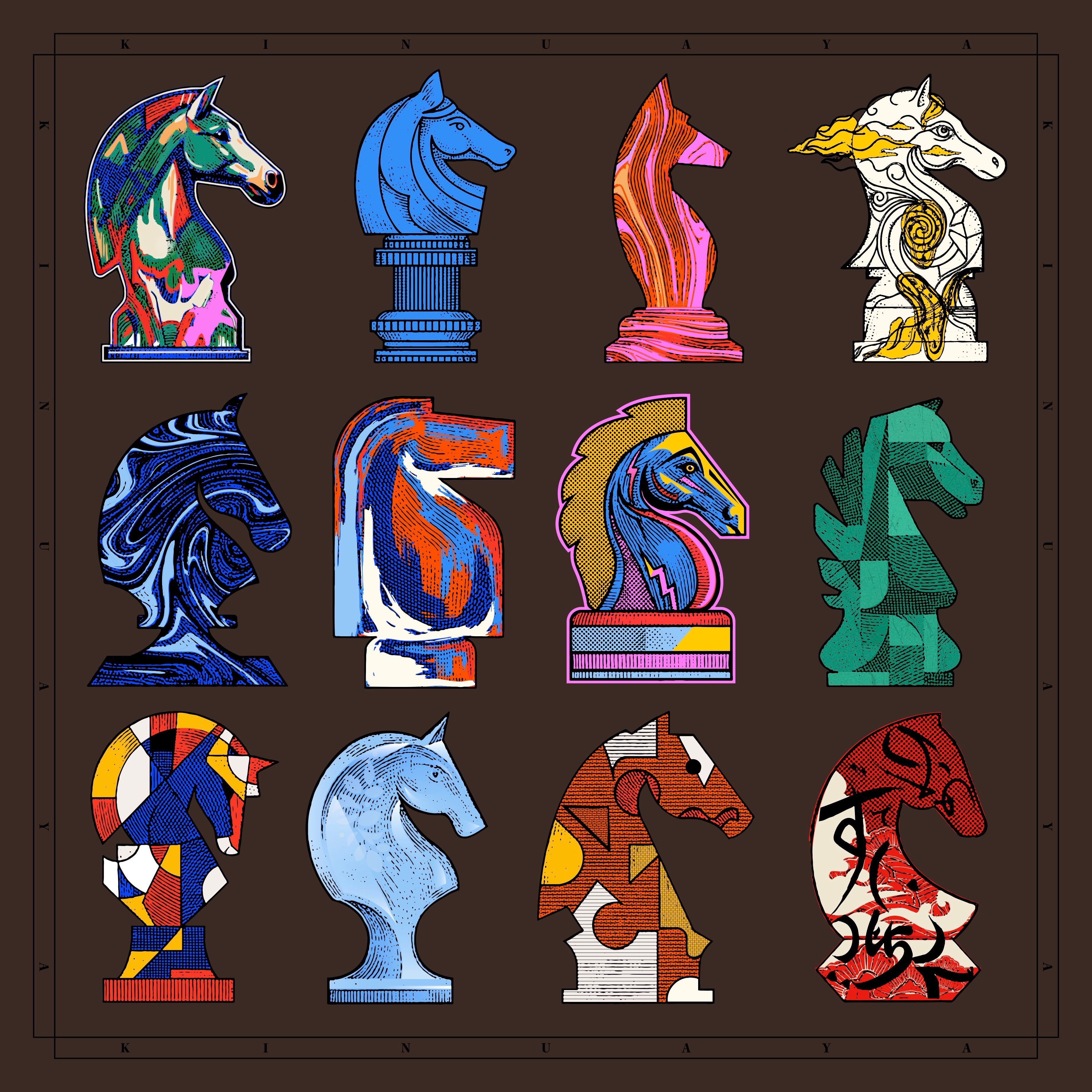 "Échec et mat" - Doppelseitig bedrucktes Tuch