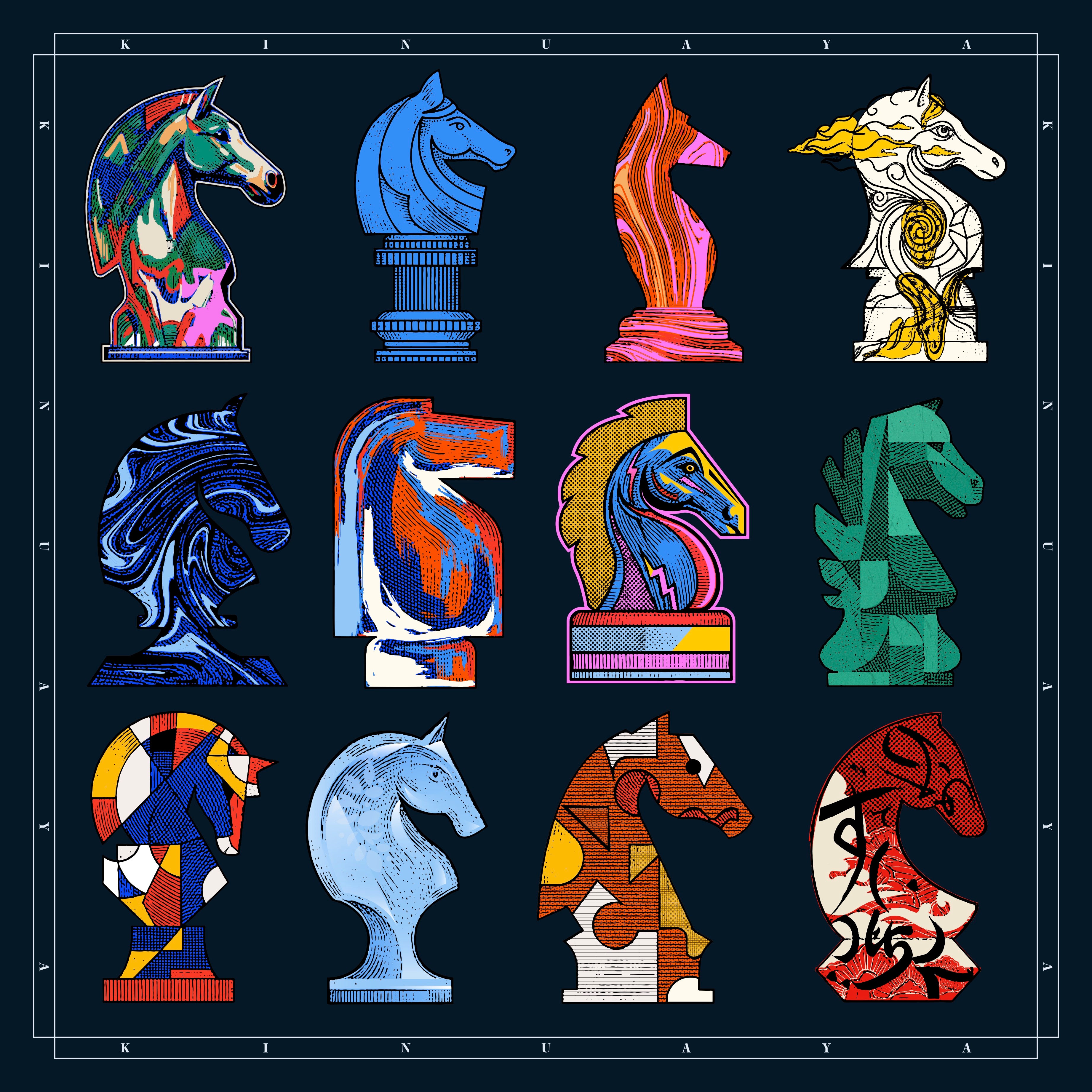 "Échec et mat" - Doppelseitig bedrucktes Tuch