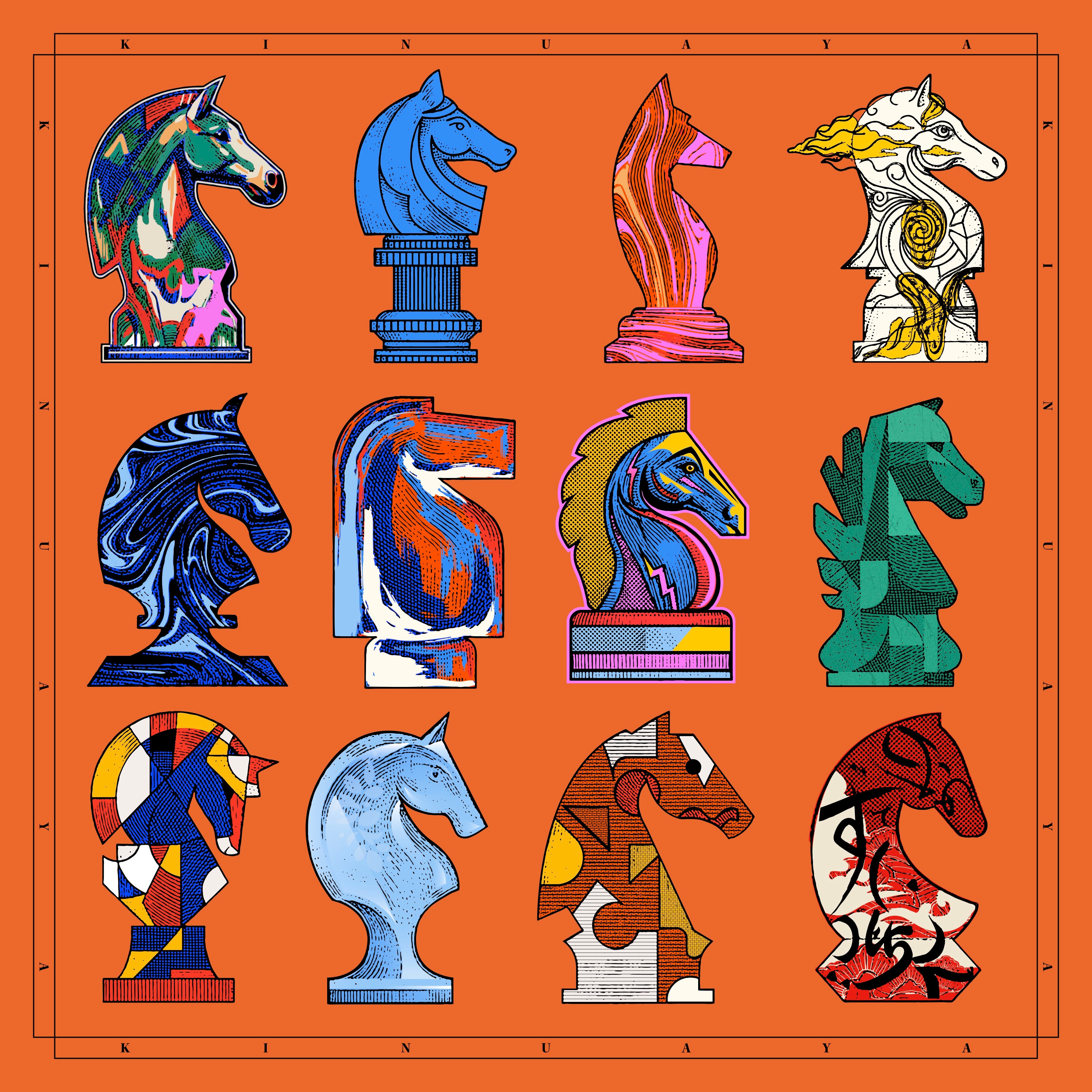 "Échec et mat" - Doppelseitig bedrucktes Tuch