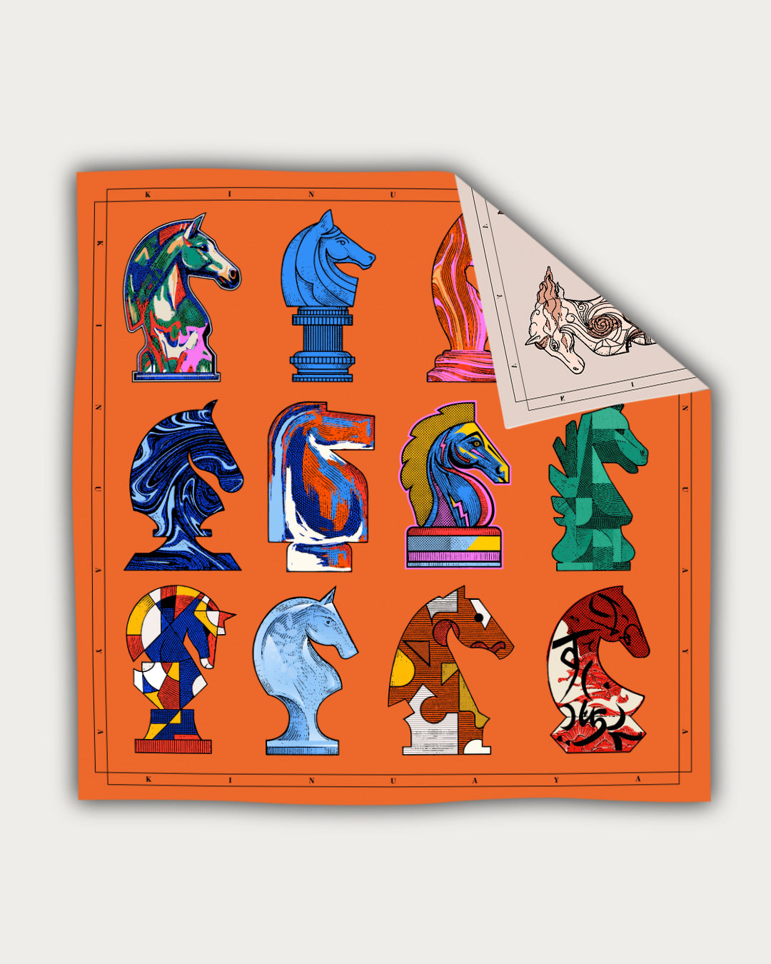 "Échec et mat" - Doppelseitig bedrucktes Tuch