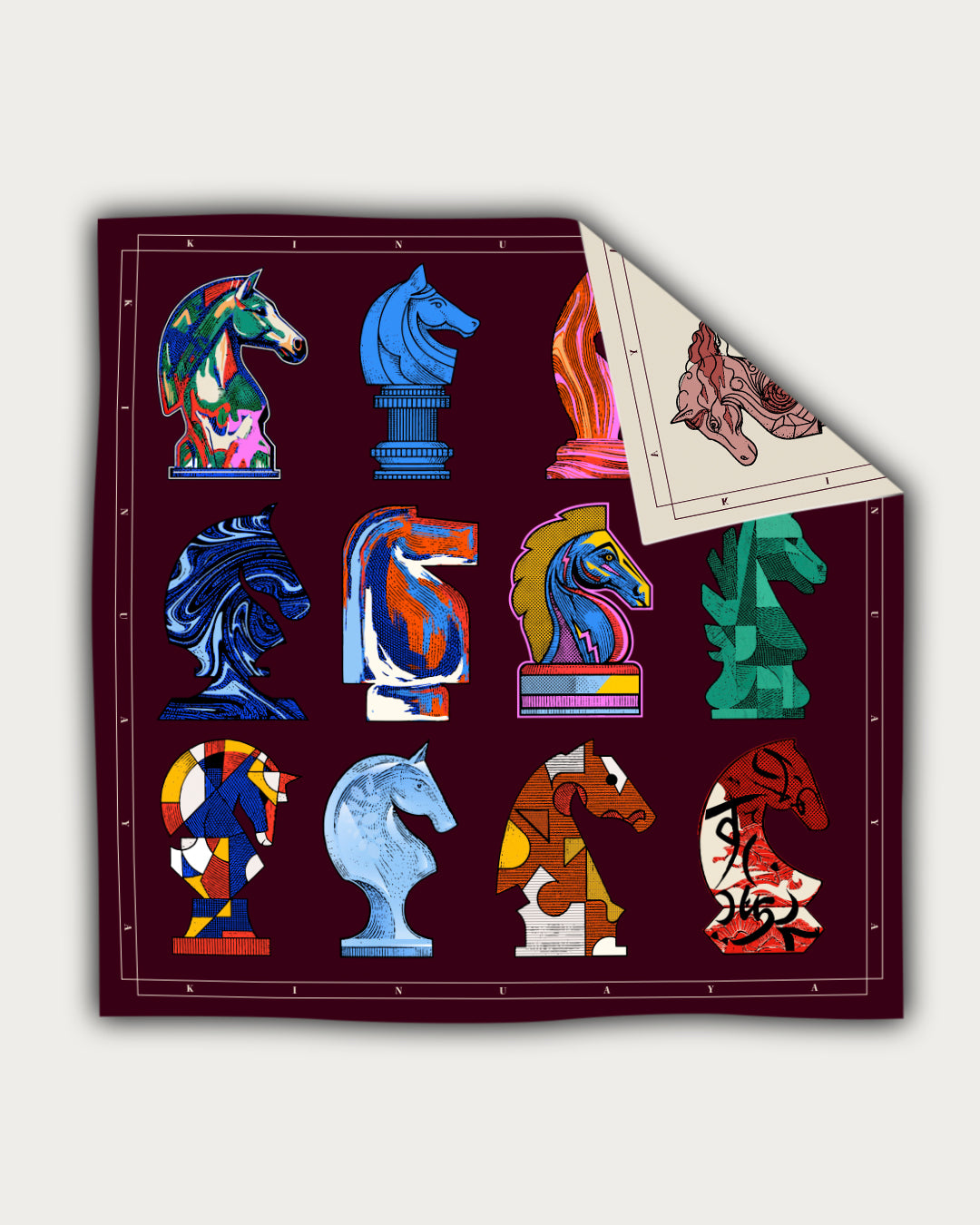 "Échec et mat" - Doppelseitig bedrucktes Tuch